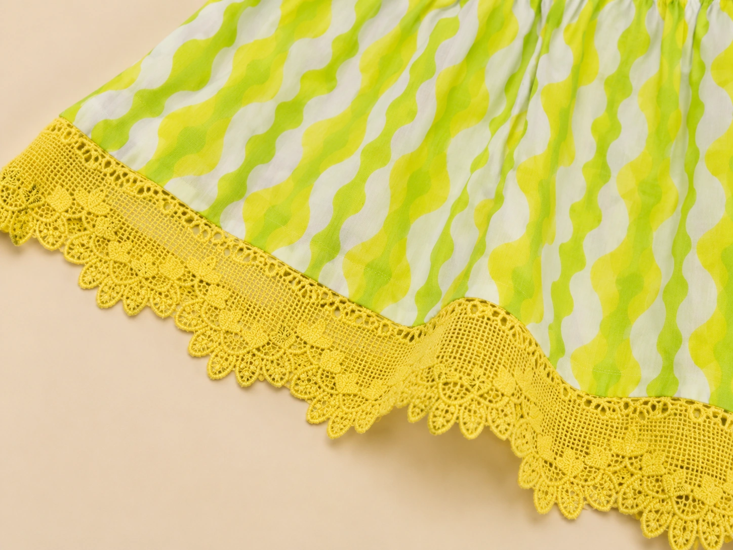 Yellow crochet lace trim detail