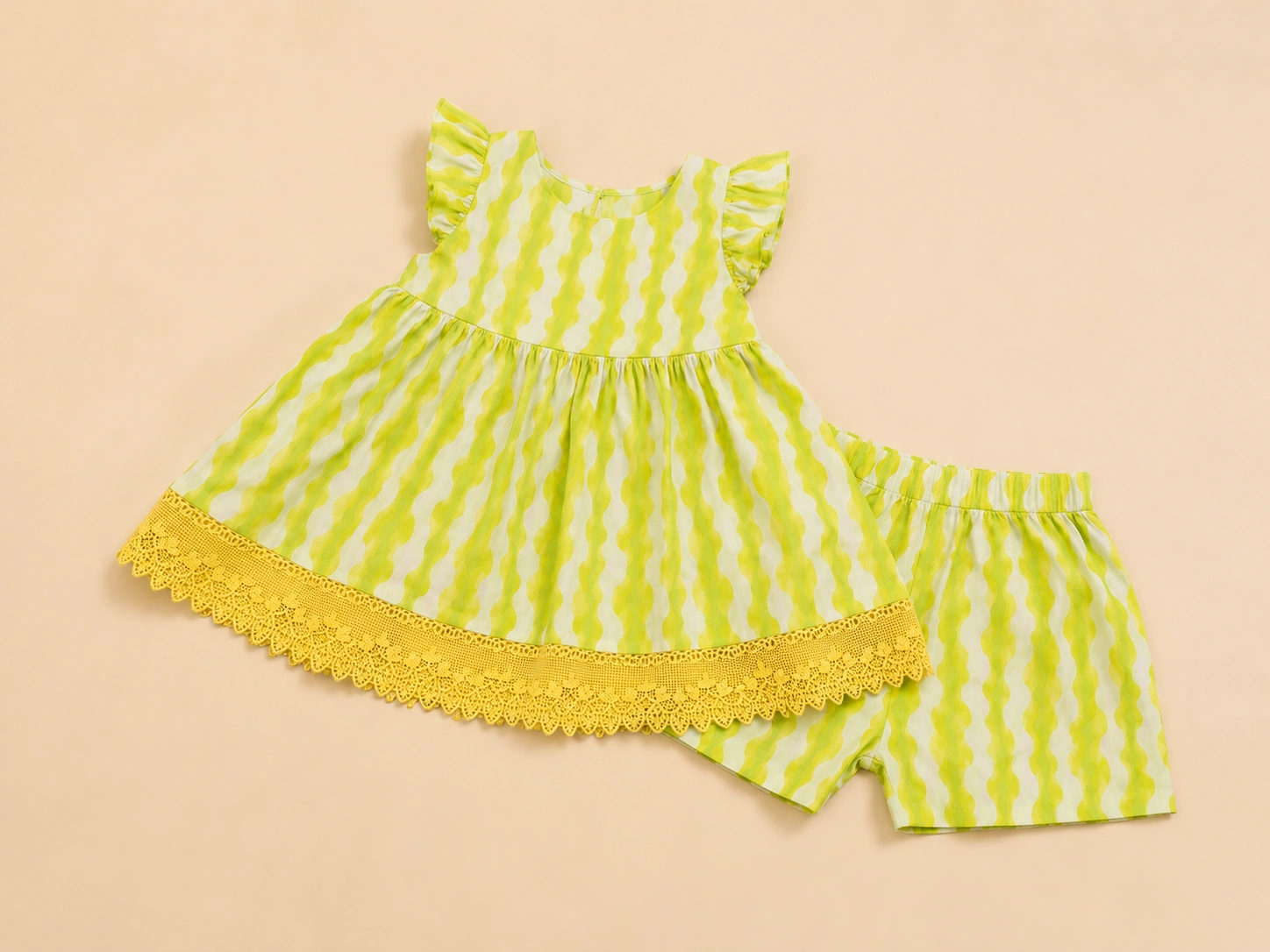 Citrus Ruffle full outfit flat-lay