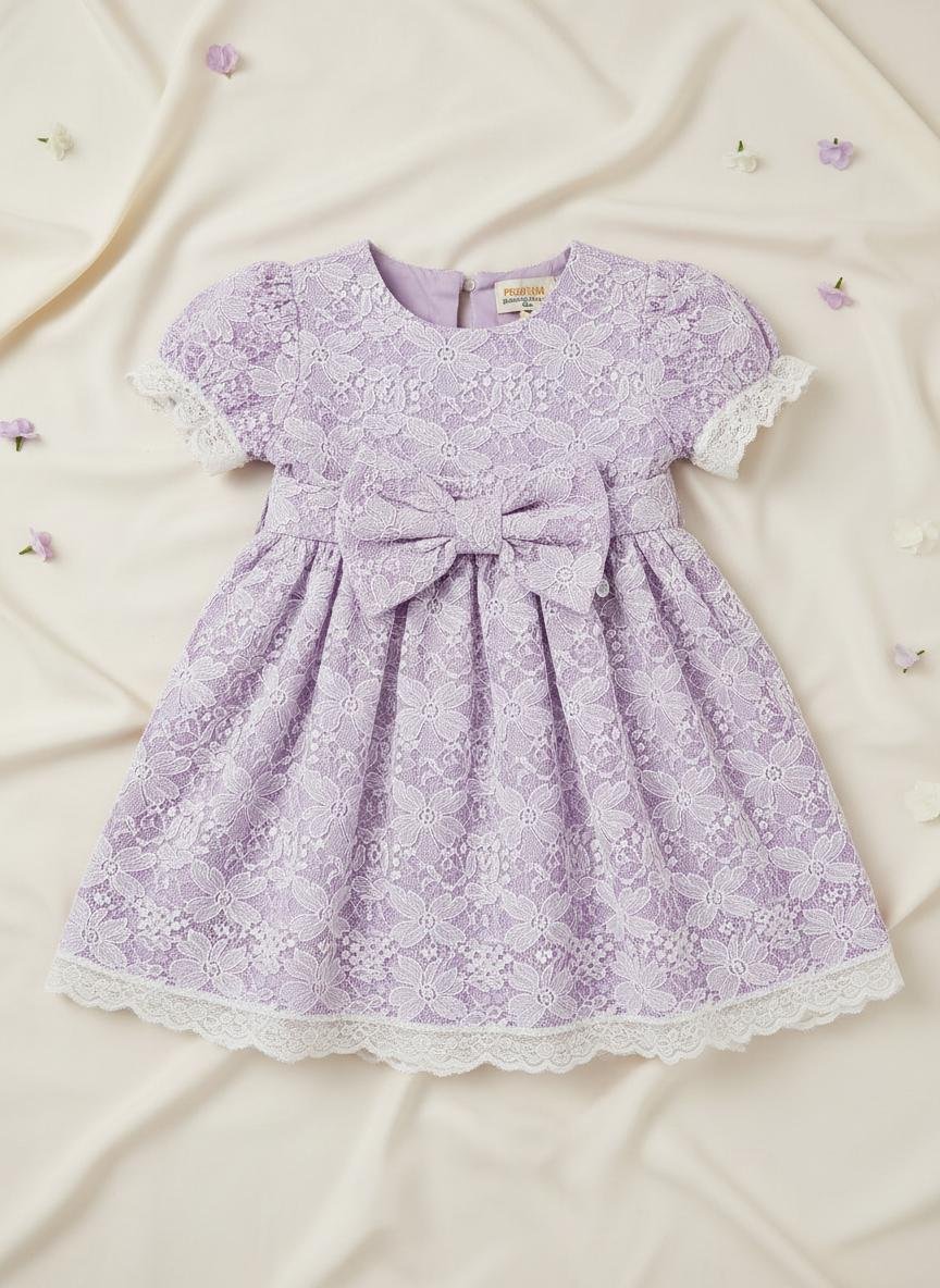Lilac Lace Frock — premium baby girls lawn frock by BabeLawn