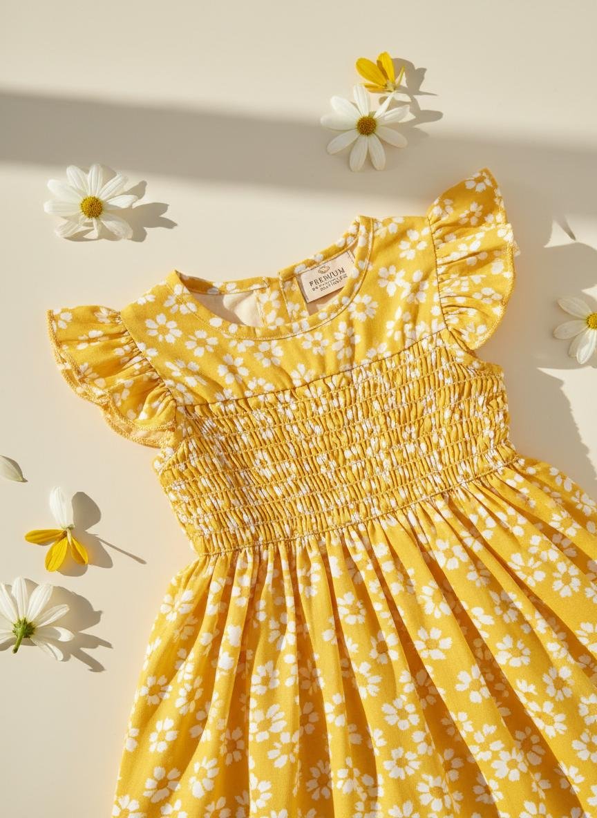 Yellow Blossom Frock — premium baby girls lawn frock by BabeLawn