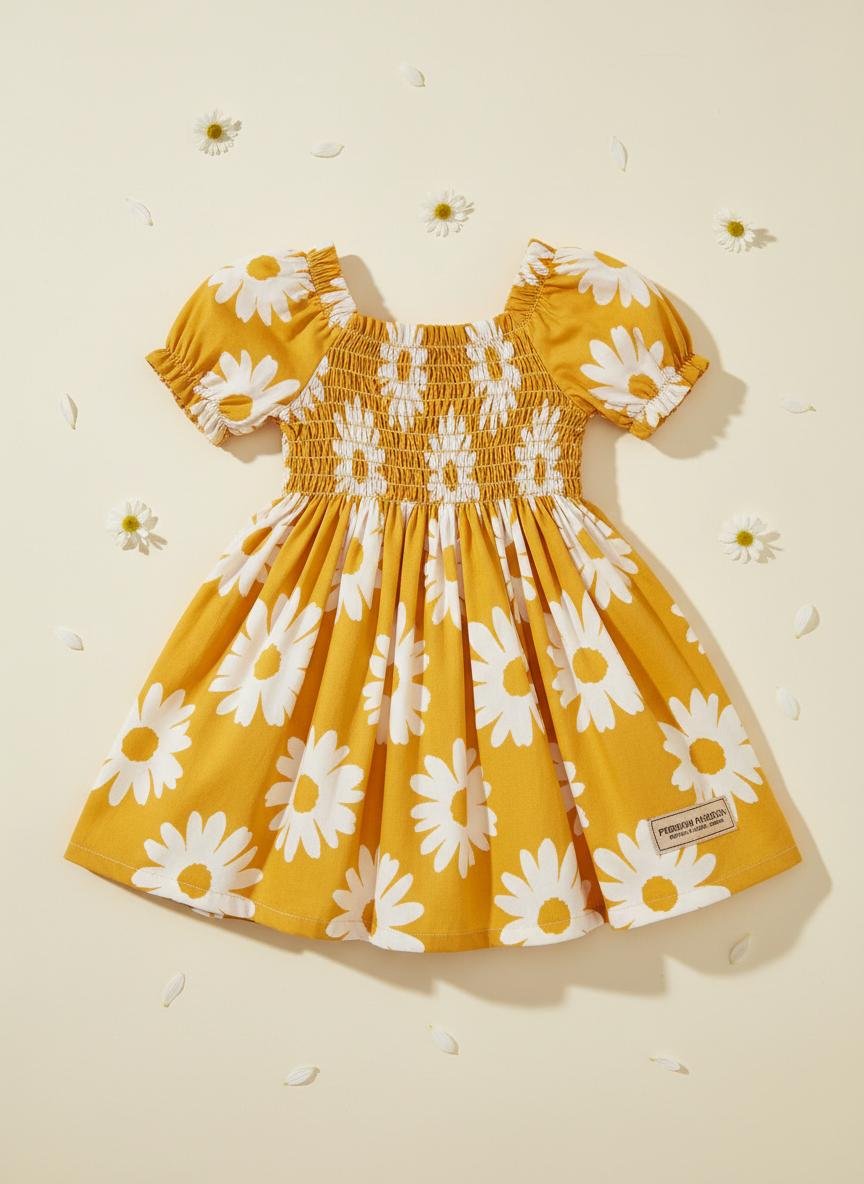 Sunshine Daisy Frock — premium baby girls lawn frock by BabeLawn