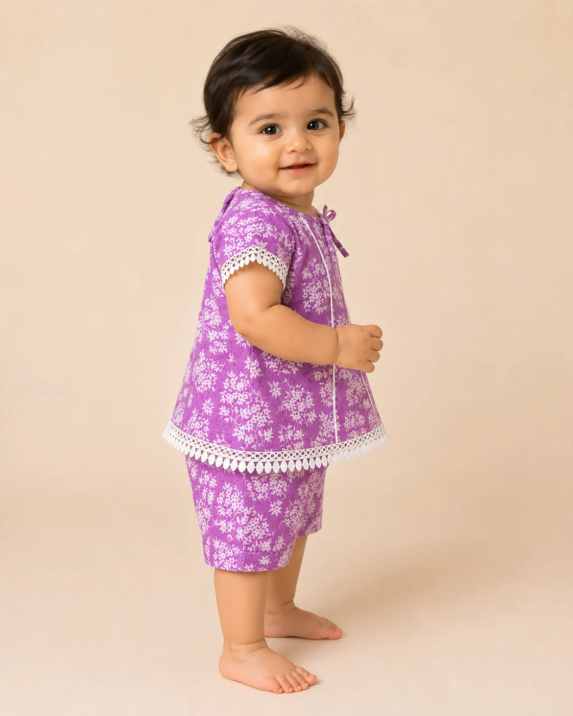 Lilac Pintuck side view