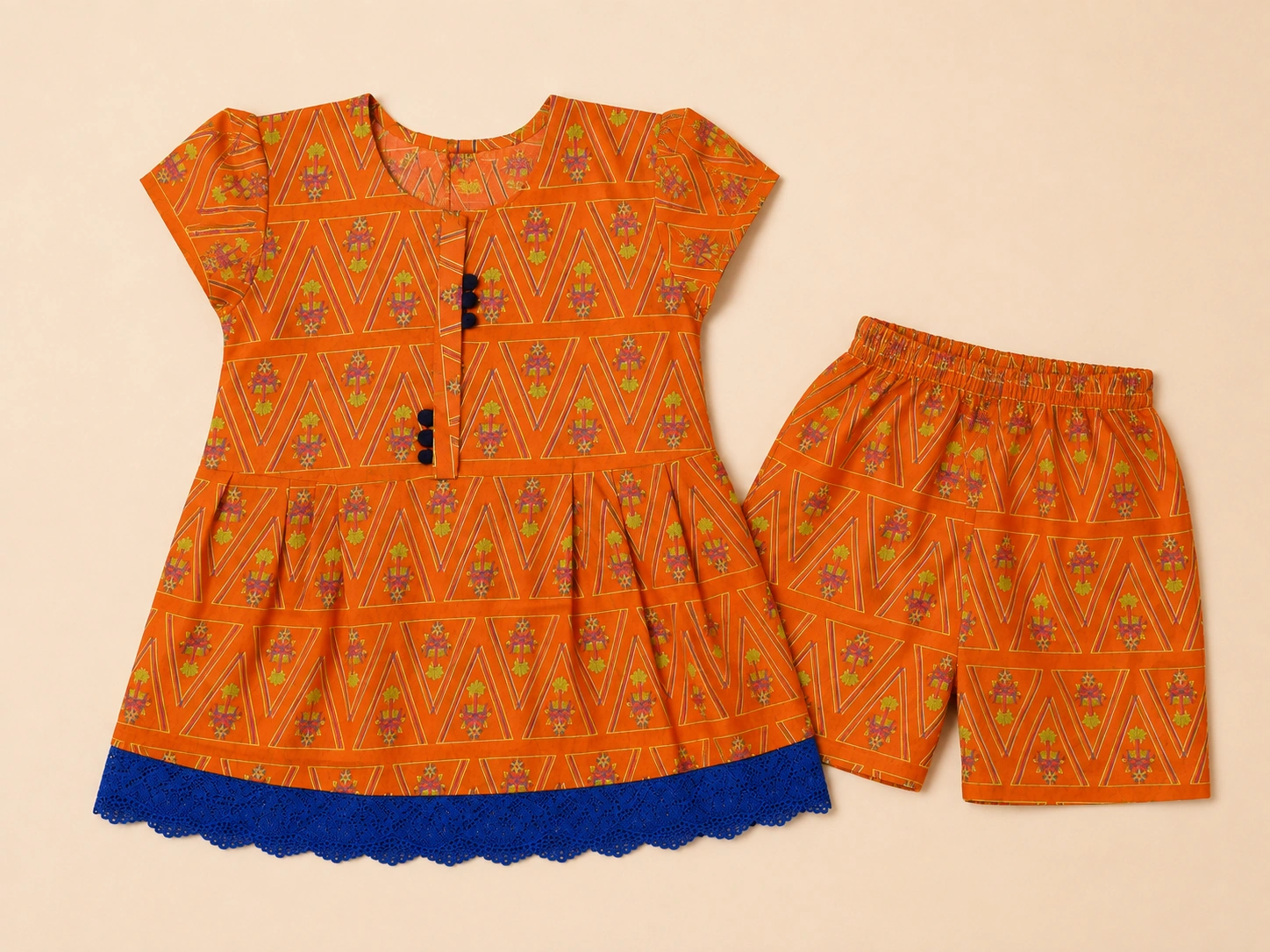 Marigold Aztec full outfit flat-lay