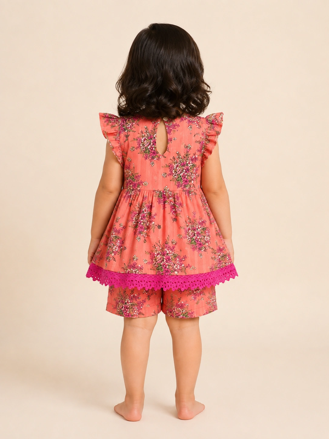 Peach Bloom back view with eyelet lace