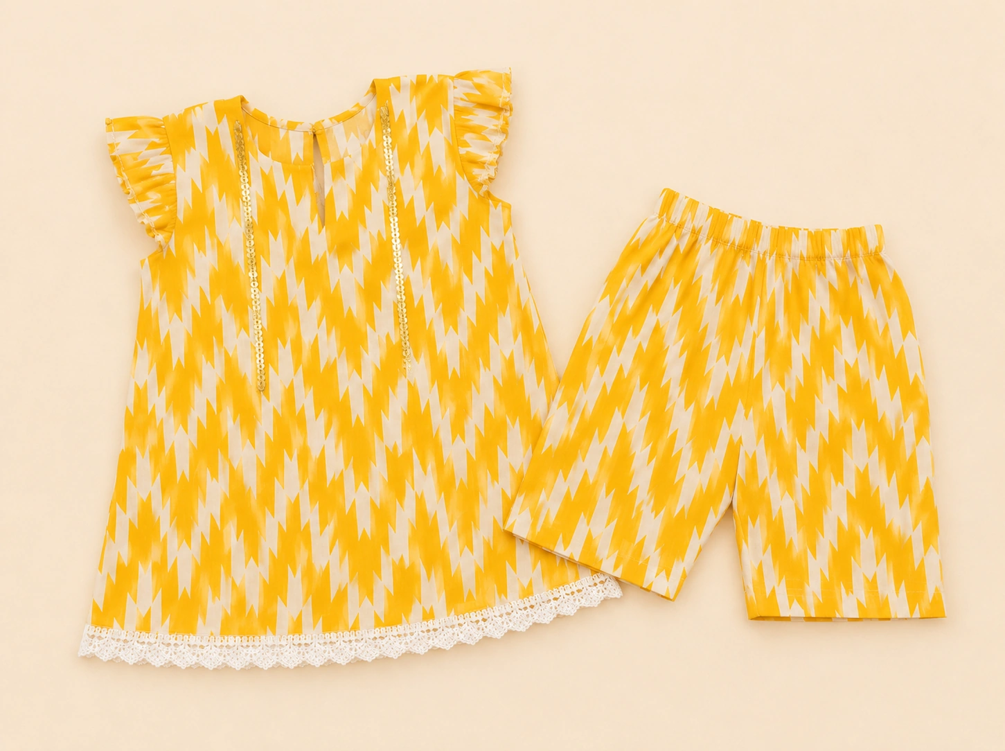 Sunburst Ikat full outfit flat-lay